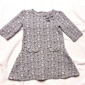 Gray dress with white flower print for girls